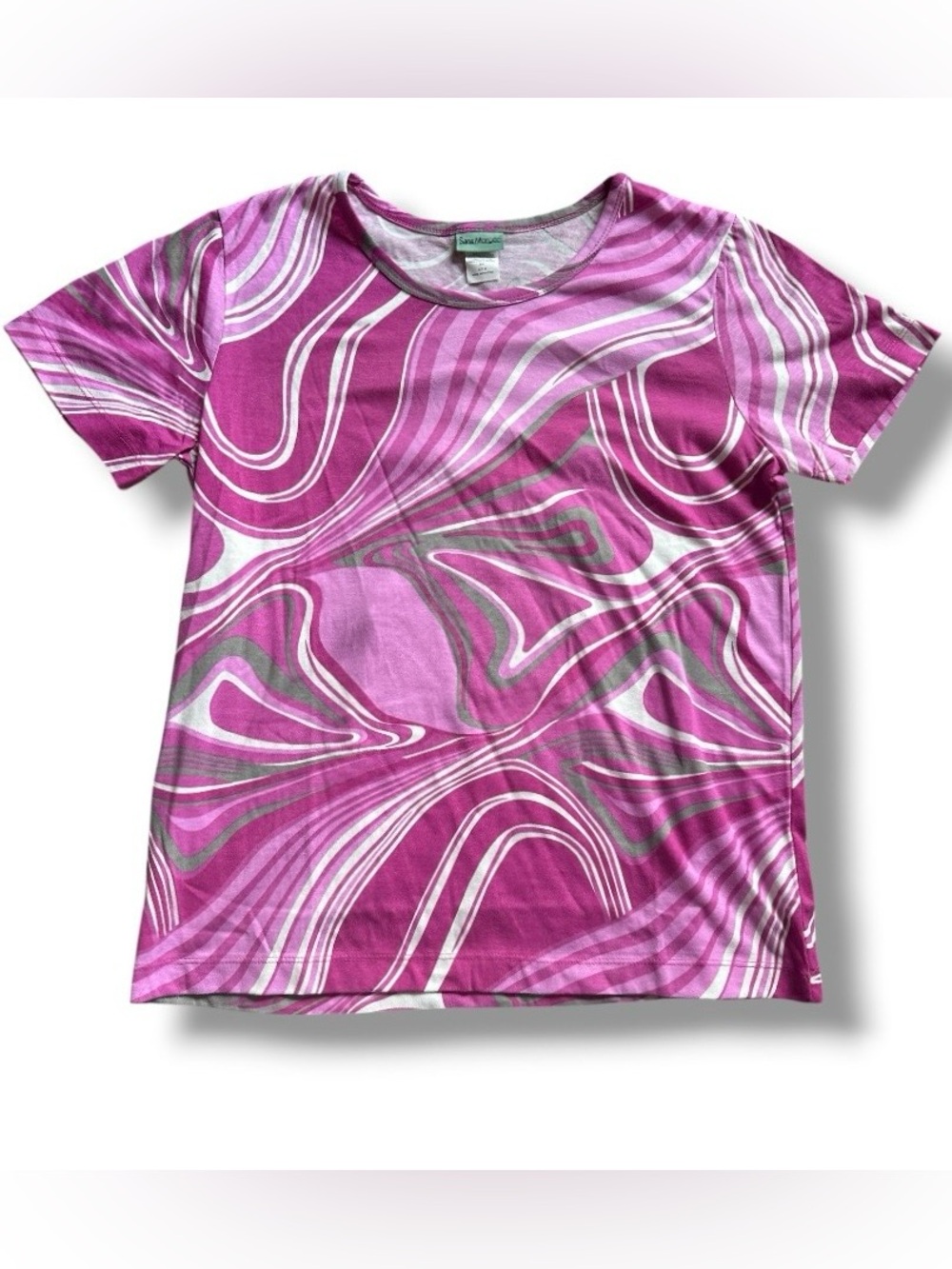 Sara Morgan Pink Gray Marble Swirl Print T-Shirt Women’s Size Medium Artsy Comfy